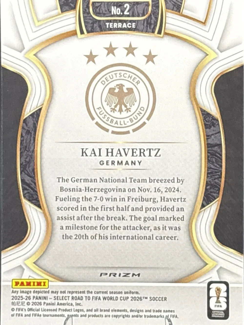 Panini Select Kai Havertz Holographic Soccer Card - Pink Parallel Prizm